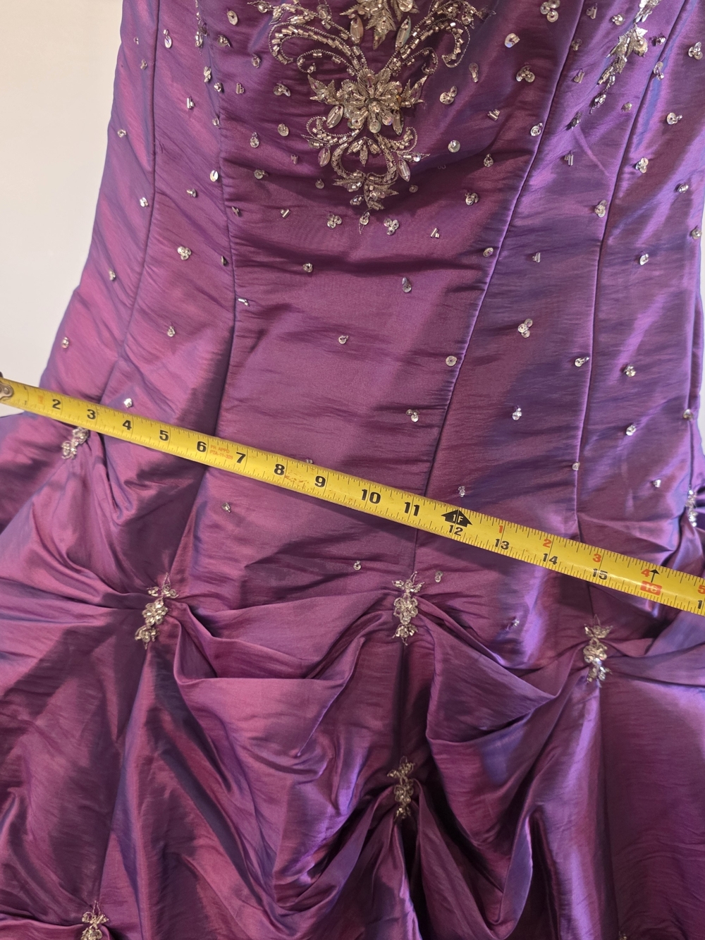 Tiffany Designs Size 14 Purple Beaded Corset Ball Gown Formal Prom/Pageant Dress - Picture 13 of 14